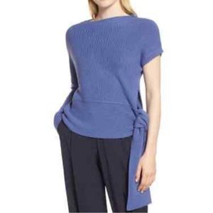 Lewit Asymmetrical Merino Wool Sweater Blue Marlin Size Large